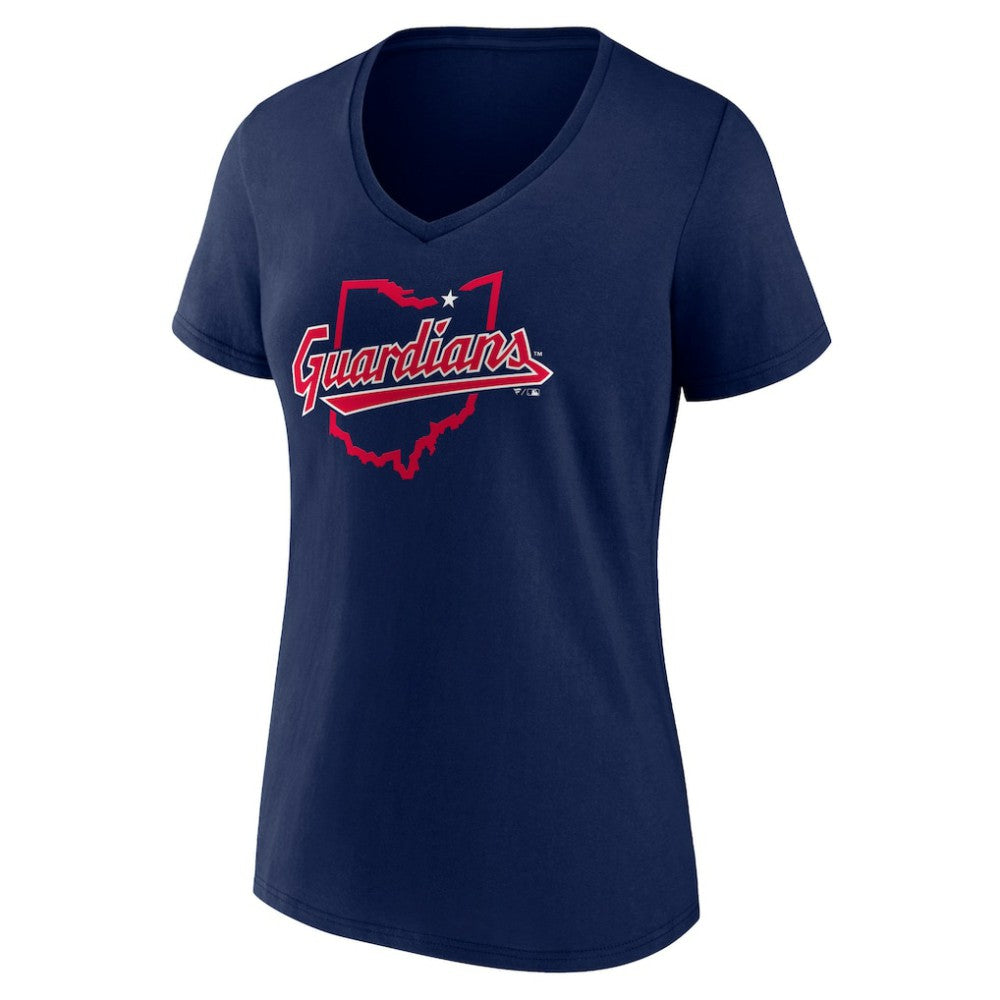 Cleveland Guardians Women's Hometown State Guard V-Neck T-Shirt - Navy - MLB on Sale