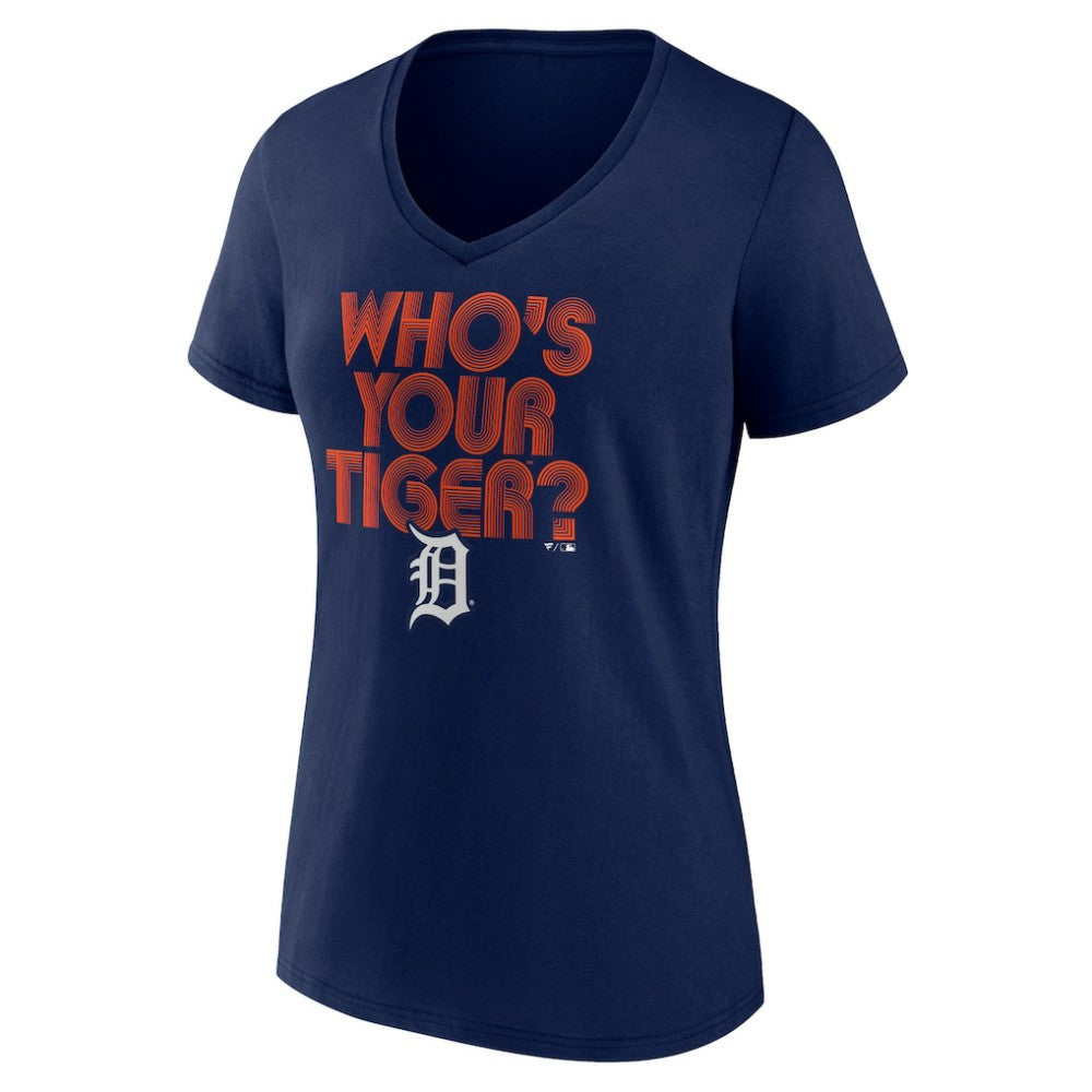 Detroit Tigers Women's Hometown Tiger Daddy V-Neck T-Shirt - Navy - MLB Discount