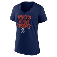 Detroit Tigers Women's Hometown Tiger Daddy V-Neck T-Shirt - Navy - MLB Discount