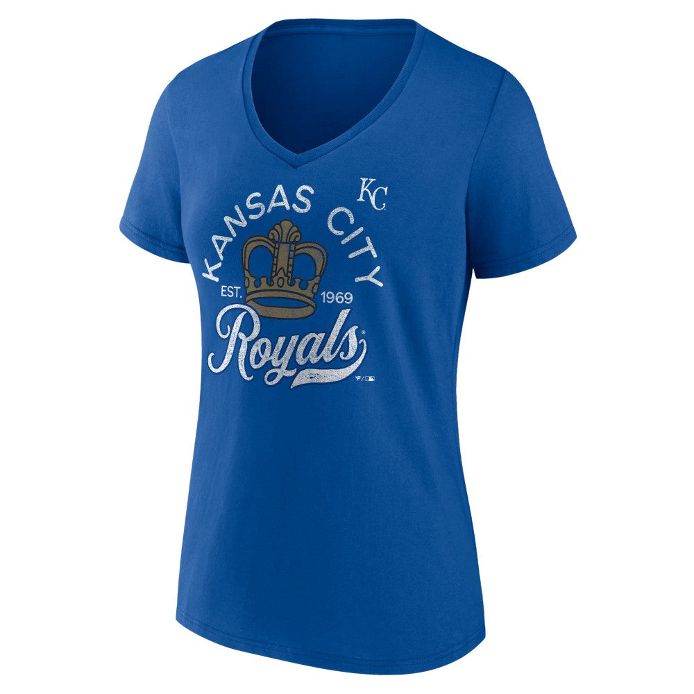 Kansas City Royals Women's Hometown Retro Crown V-Neck T-Shirt - Royal - MLB Sale