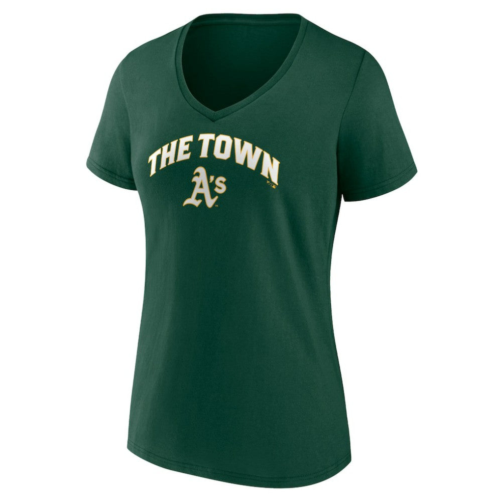 Athletics Women's Hometown Hella Good V-Neck T-Shirt - Green - MLB Online