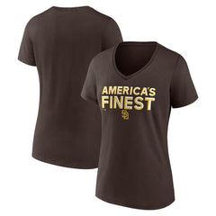 San Diego Padres Women's Hometown 619 Beisbol V-Neck T-Shirt - Brown - MLB on Sale