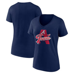 Atlanta Braves Women's Hometown A Town Map V-Neck T-Shirt - Navy - MLB Lifestyle