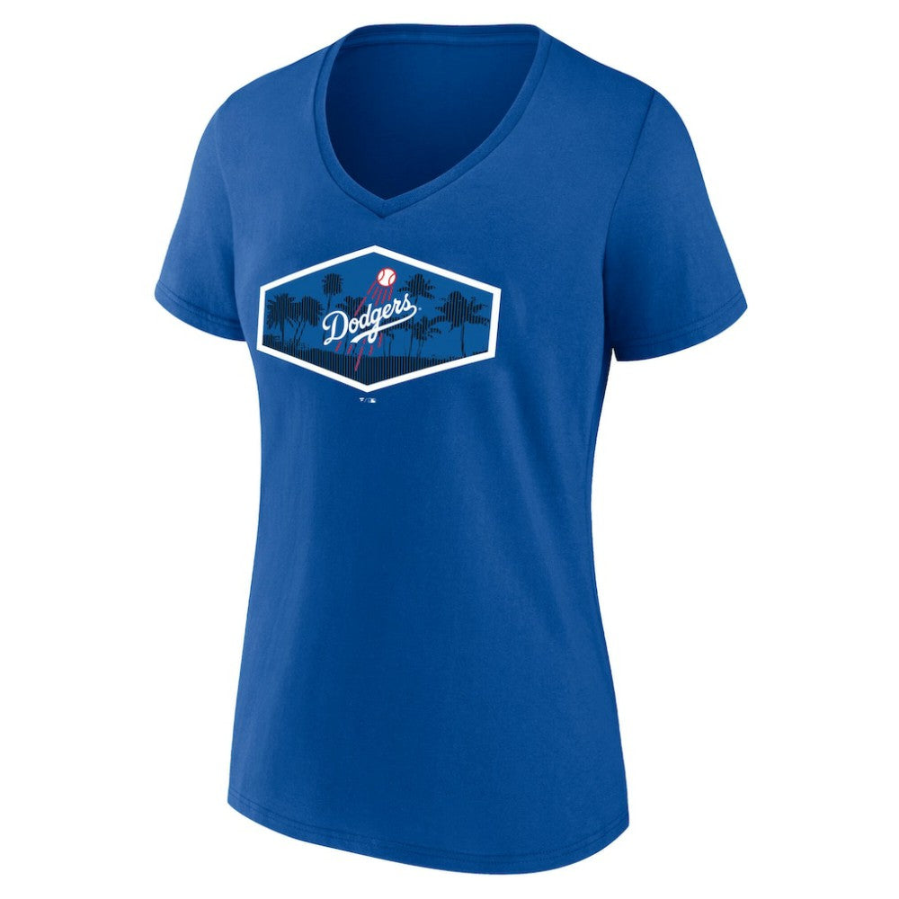 Los Angeles Dodgers Women's Hometown Scoreboard V-Neck T-Shirt - Royal - MLB Discount