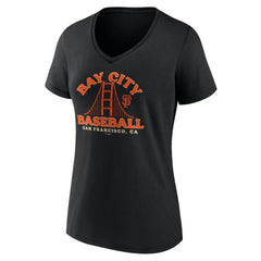 San Francisco Giants Women's Hometown Bay City Baseball V-Neck T-Shirt - Black - MLB Lifestyle