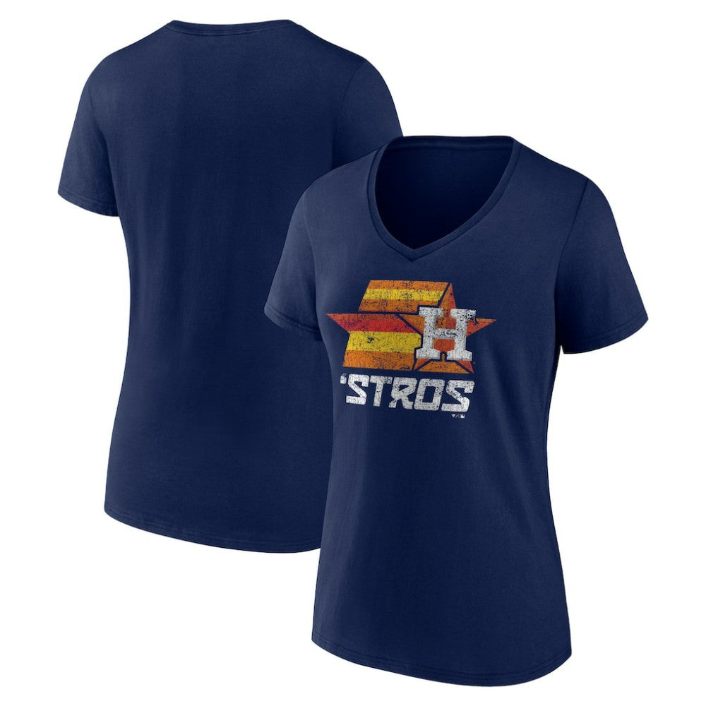 Houston Astros Women's Hometown Throwback Stros V-Neck T-Shirt - Navy - MLB on Sale