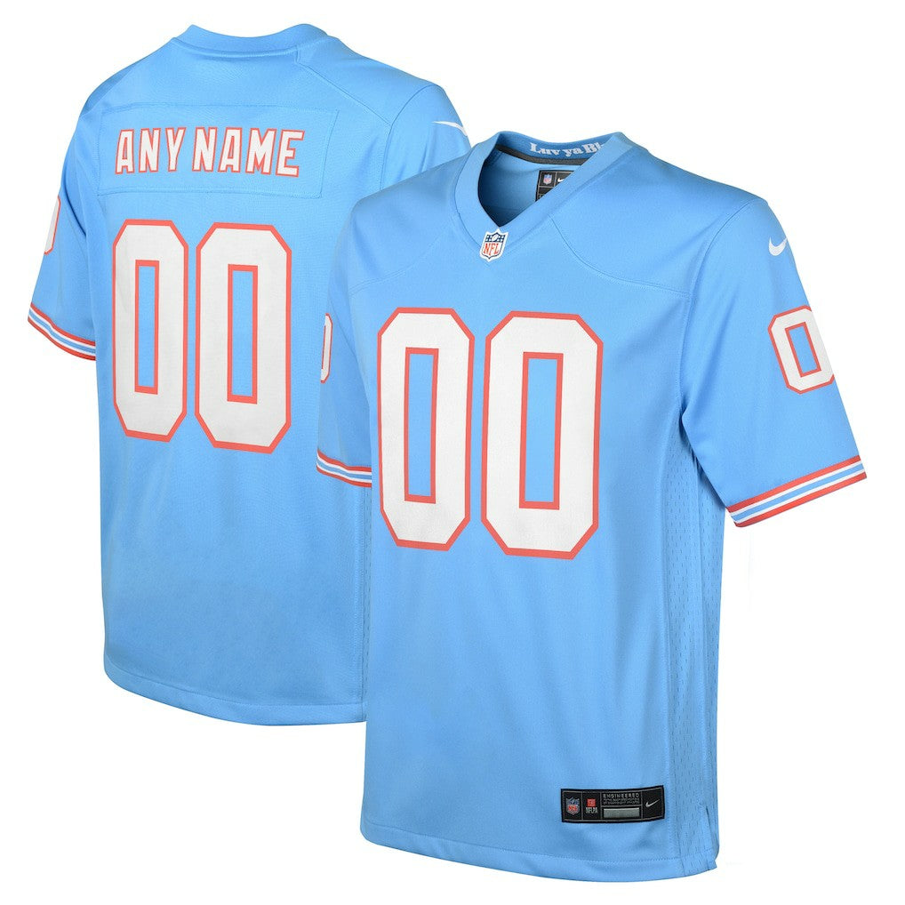 Nike Tennessee Titans Youth Oilers Throwback Custom Game Jersey Light Blue