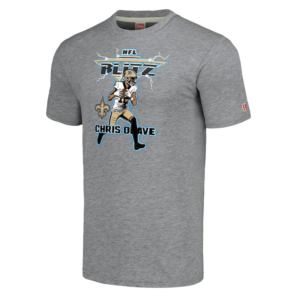 Chris Olave New Orleans Saints Homage Unisex NFL Blitz Player Tri-Blend T-Shirt Gray