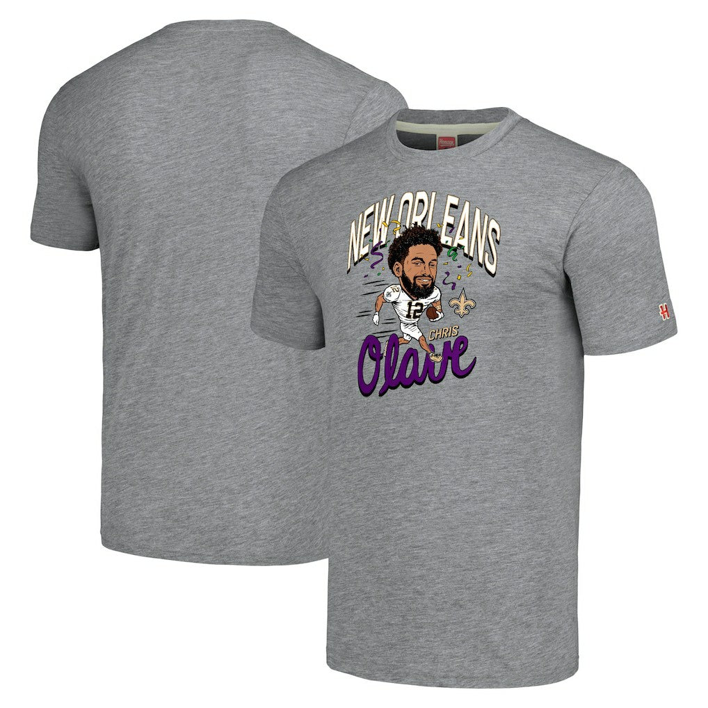 Chris Olave New Orleans Saints Homage Unisex Caricature Player Tri-Blend T-Shirt Gray