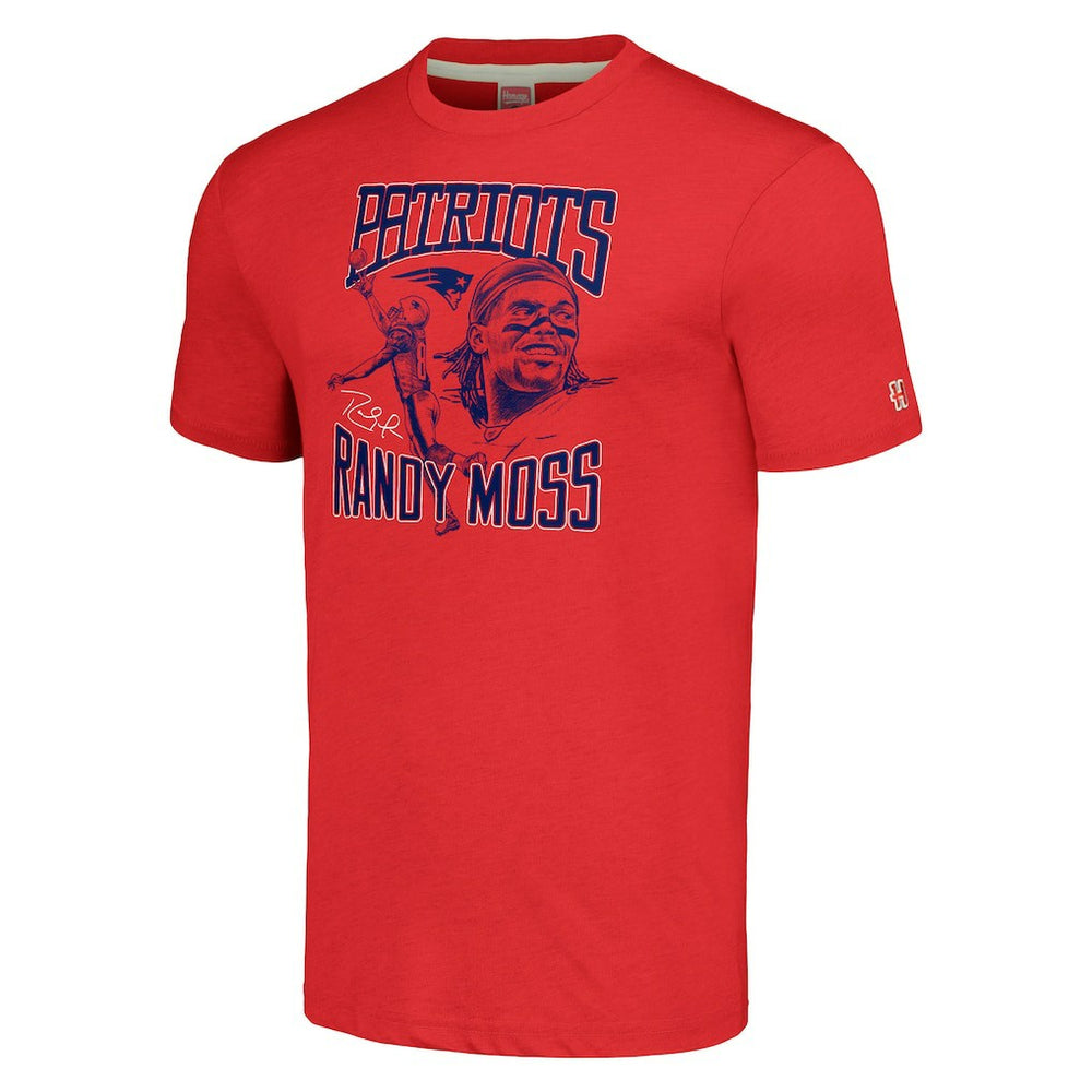 Randy Moss New England Patriots Homage Unisex Caricature Retired Player Tri-Blend T-Shirt Red