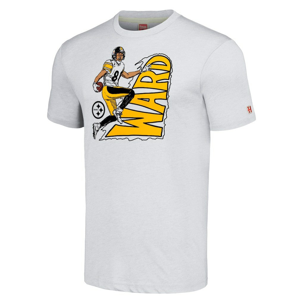 Hines Ward Pittsburgh Steelers Homage Unisex Caricature Retired Player Tri-Blend T-Shirt Ash