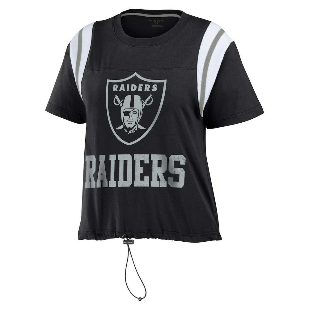 Las Vegas Raiders WEAR by Erin Andrews Women's Cinched Colorblock T-Shirt Black