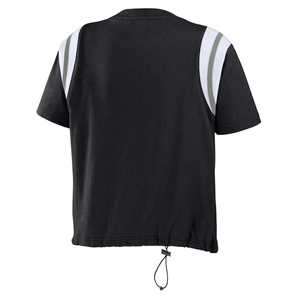 Las Vegas Raiders WEAR by Erin Andrews Women's Cinched Colorblock T-Shirt Black