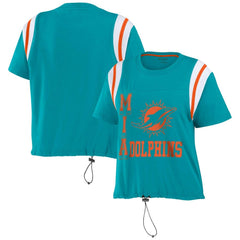 Miami Dolphins WEAR by Erin Andrews Women's Cinched Colorblock T-Shirt Aqua