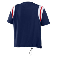 New England Patriots WEAR by Erin Andrews Women's Cinched Colorblock T-Shirt Navy
