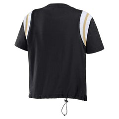 New Orleans Saints WEAR by Erin Andrews Women's Cinched Colorblock T-Shirt Black