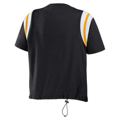 Pittsburgh Steelers WEAR by Erin Andrews Women's Cinched Colorblock T-Shirt Black