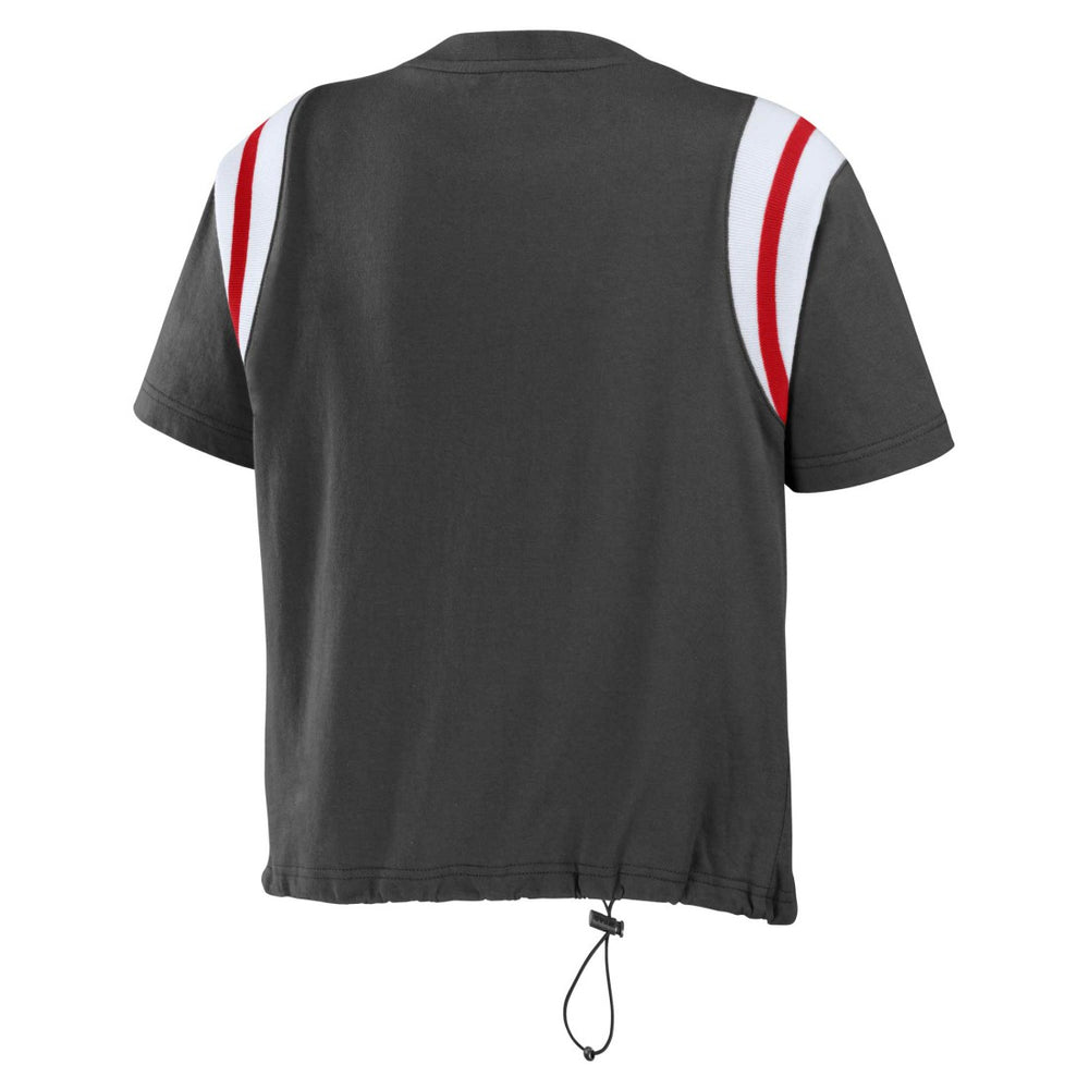 Tampa Bay Buccaneers WEAR by Erin Andrews Women's Cinched Colorblock T-Shirt Pewter