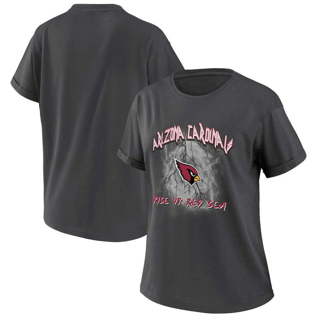 Arizona Cardinals WEAR by Erin Andrews Women's Boyfriend T-Shirt Charcoal