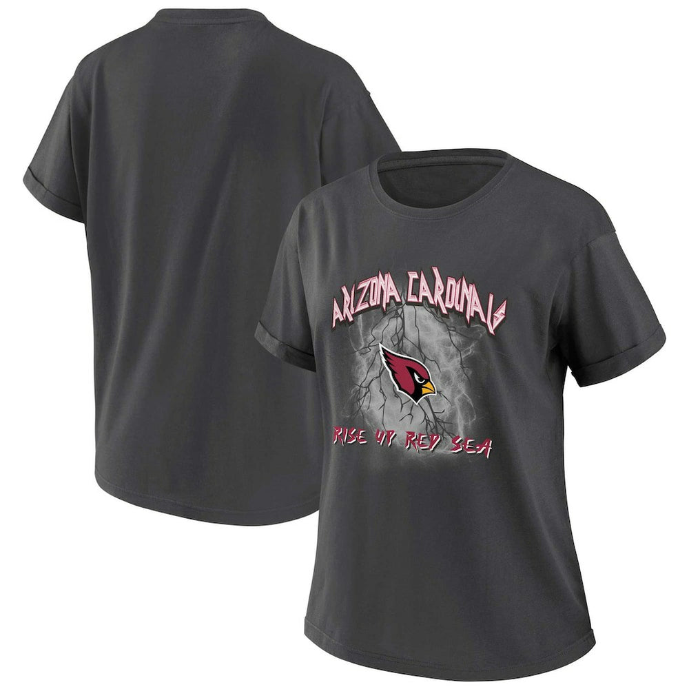 Arizona Cardinals WEAR by Erin Andrews Women's Boyfriend T-Shirt Charcoal