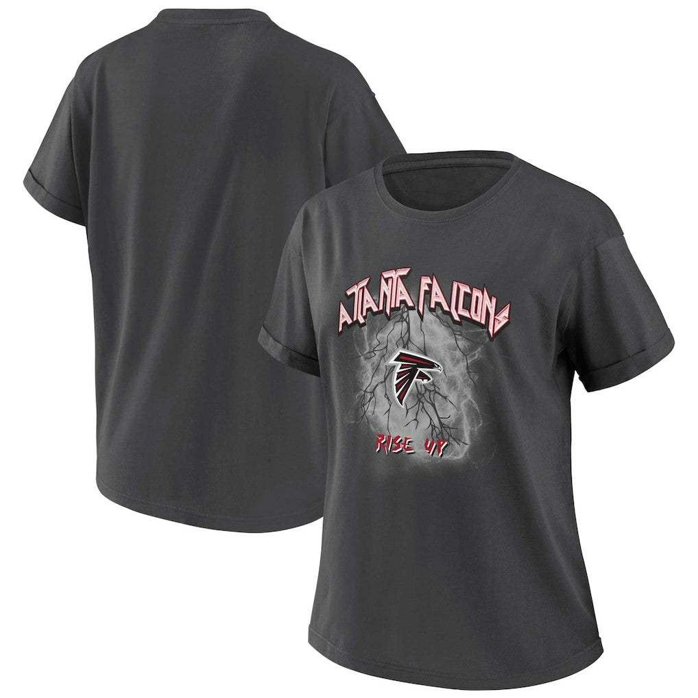 Atlanta Falcons WEAR by Erin Andrews Women's Boyfriend T-Shirt Charcoal