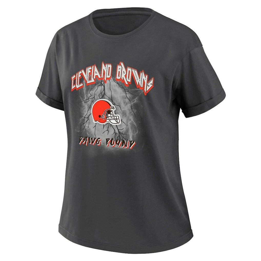 Cleveland Browns WEAR by Erin Andrews Women's Boyfriend T-Shirt Charcoal