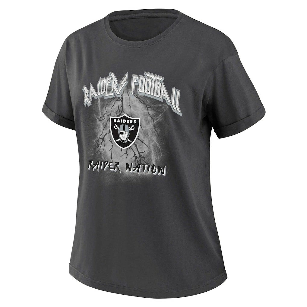 Las Vegas Raiders WEAR by Erin Andrews Women's Boyfriend T-Shirt Charcoal