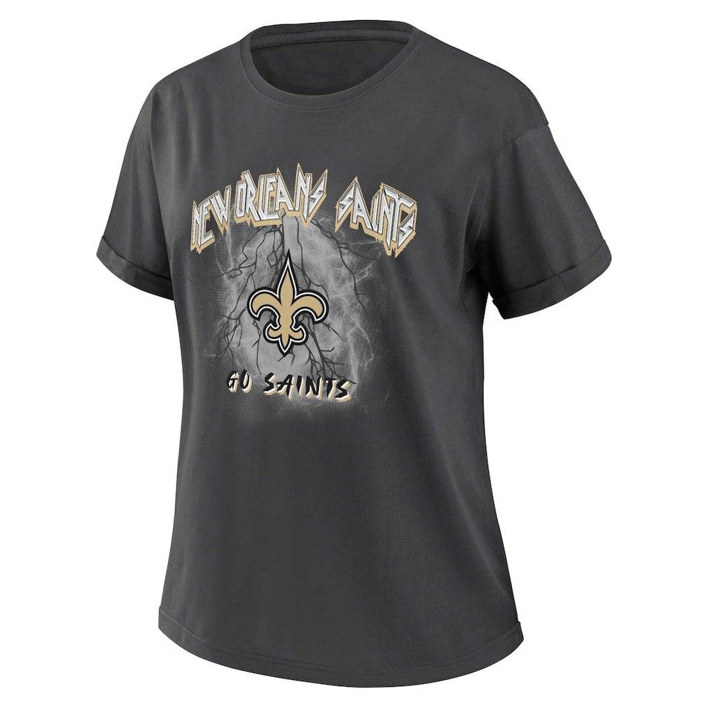 New Orleans Saints WEAR by Erin Andrews Women's Boyfriend T-Shirt Charcoal