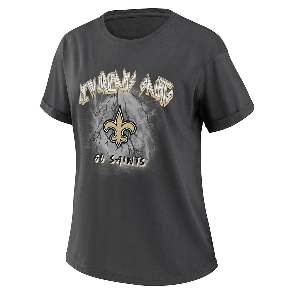 New Orleans Saints WEAR by Erin Andrews Women's Boyfriend T-Shirt Charcoal