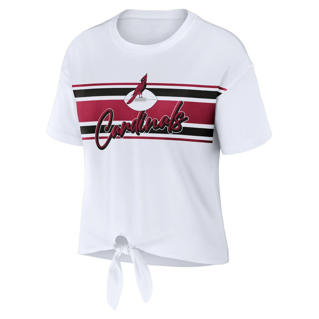 Arizona Cardinals WEAR by Erin Andrews Women's Front Tie Retro T-Shirt White