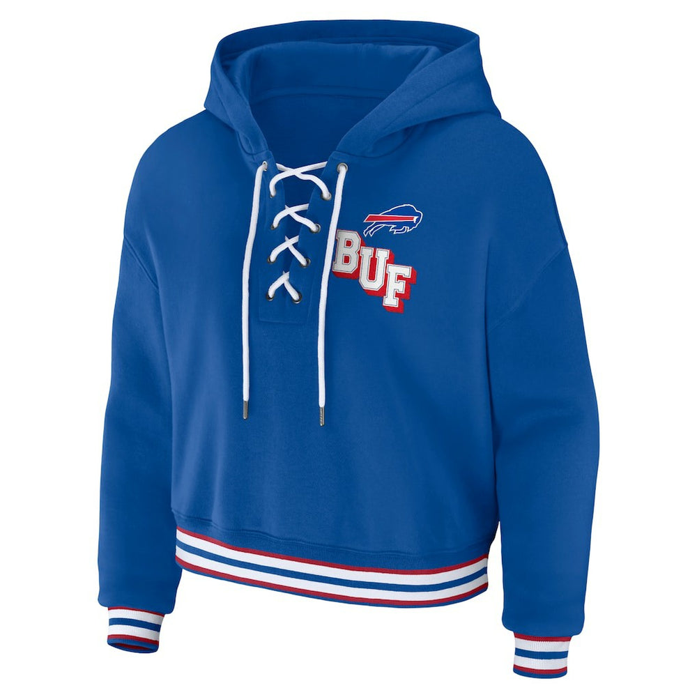 Buffalo Bills WEAR by Erin Andrews Women's Lace-Up Pullover Hoodie Royal