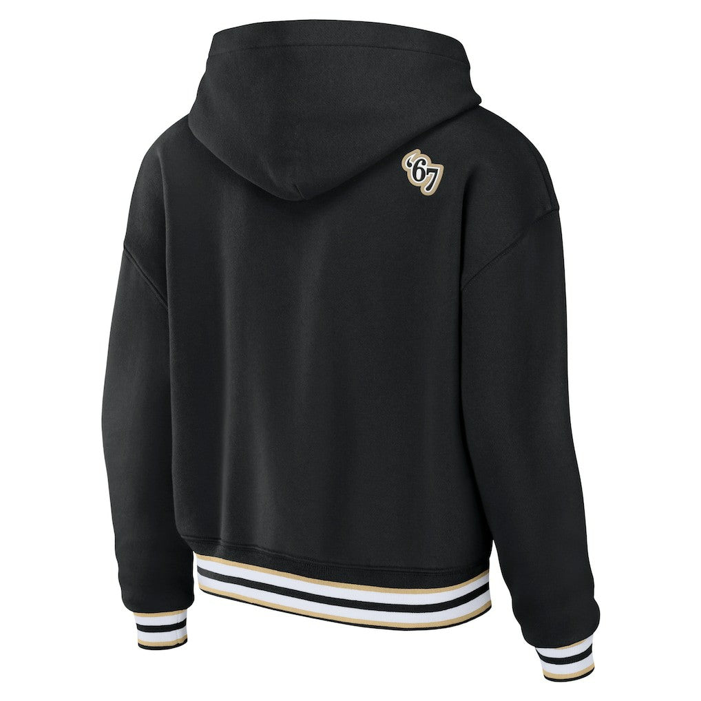 New Orleans Saints WEAR by Erin Andrews Women's Lace-Up Pullover Hoodie Black