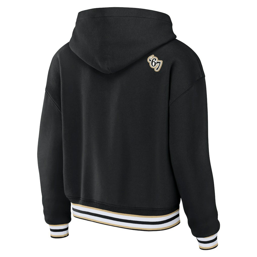 New Orleans Saints WEAR by Erin Andrews Women's Lace-Up Pullover Hoodie Black
