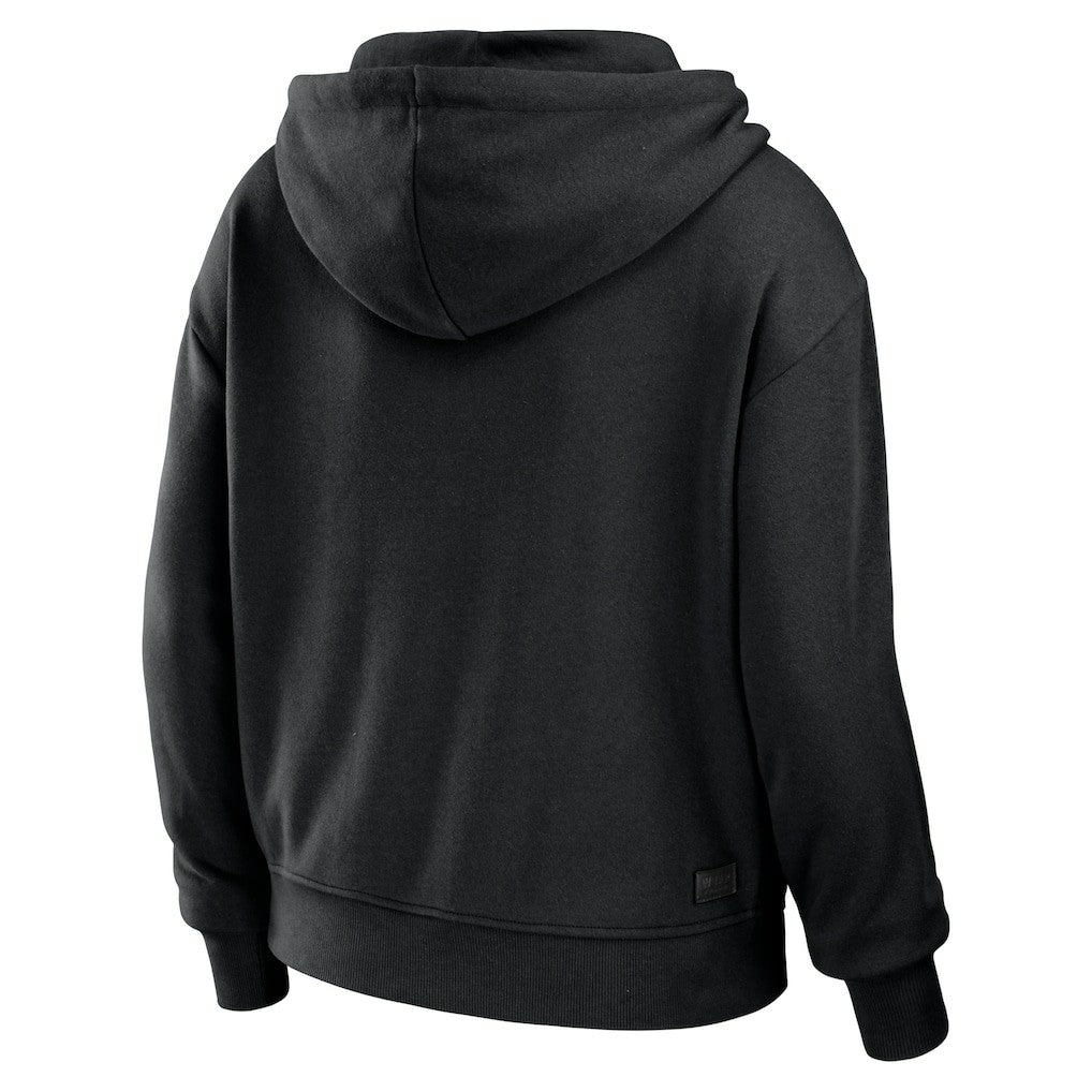 New Orleans Saints WEAR by Erin Andrews Women's Color Block Light Weight Modest Crop Full-Zip Hoodie Black/White