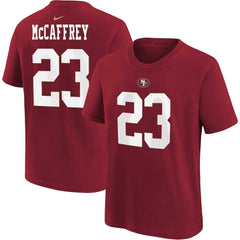 Nike Christian McCaffrey San Francisco 49ers Youth Player Name & Number T-Shirt Scarlet