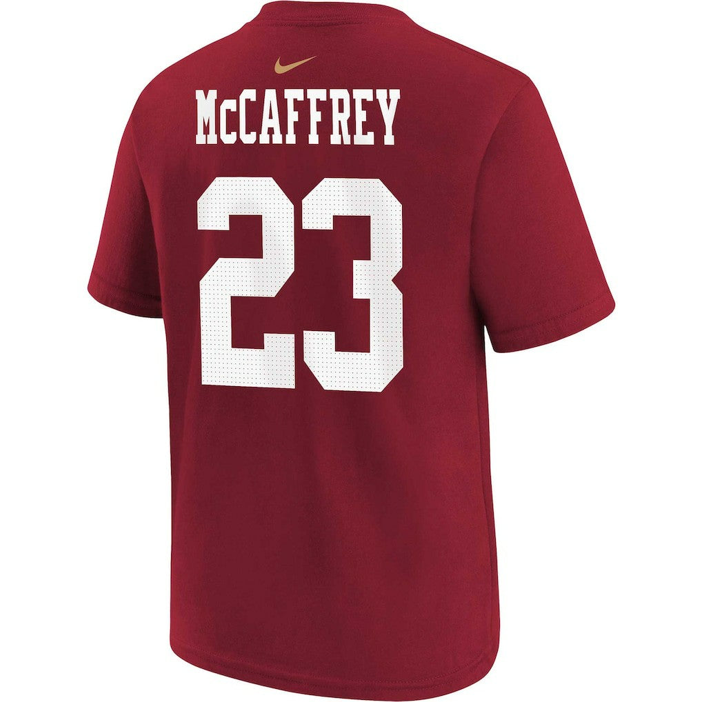 Nike Christian McCaffrey San Francisco 49ers Youth Player Name & Number T-Shirt Scarlet