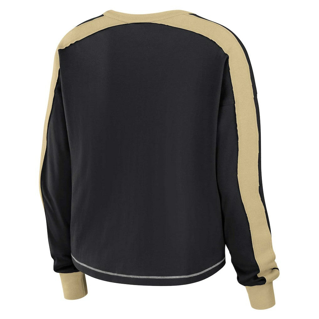 New Orleans Saints WEAR by Erin Andrews Women's Plus Size Colorblock Long Sleeve T-Shirt Black