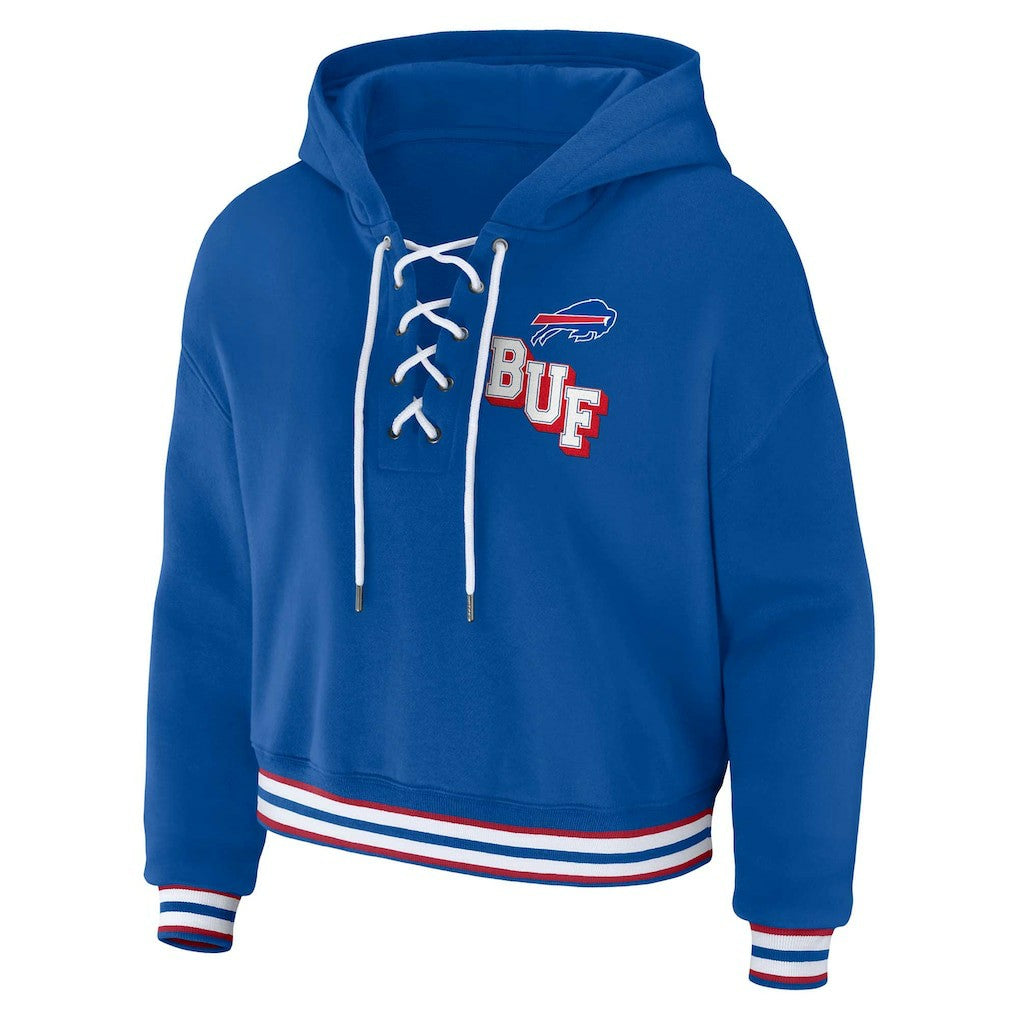 Buffalo Bills WEAR by Erin Andrews Women's Plus Size Lace-Up Pullover Hoodie Royal