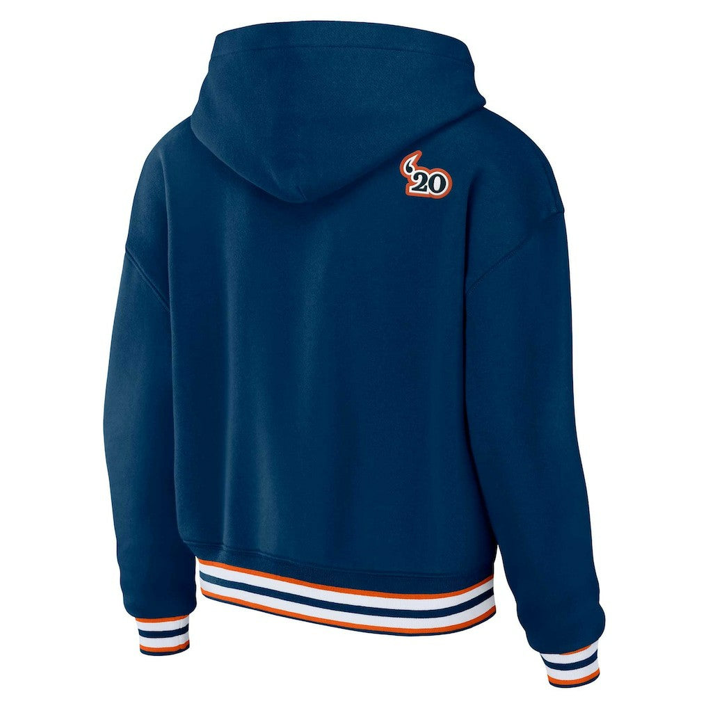 Chicago Bears WEAR by Erin Andrews Women's Plus Size Lace-Up Pullover Hoodie Navy