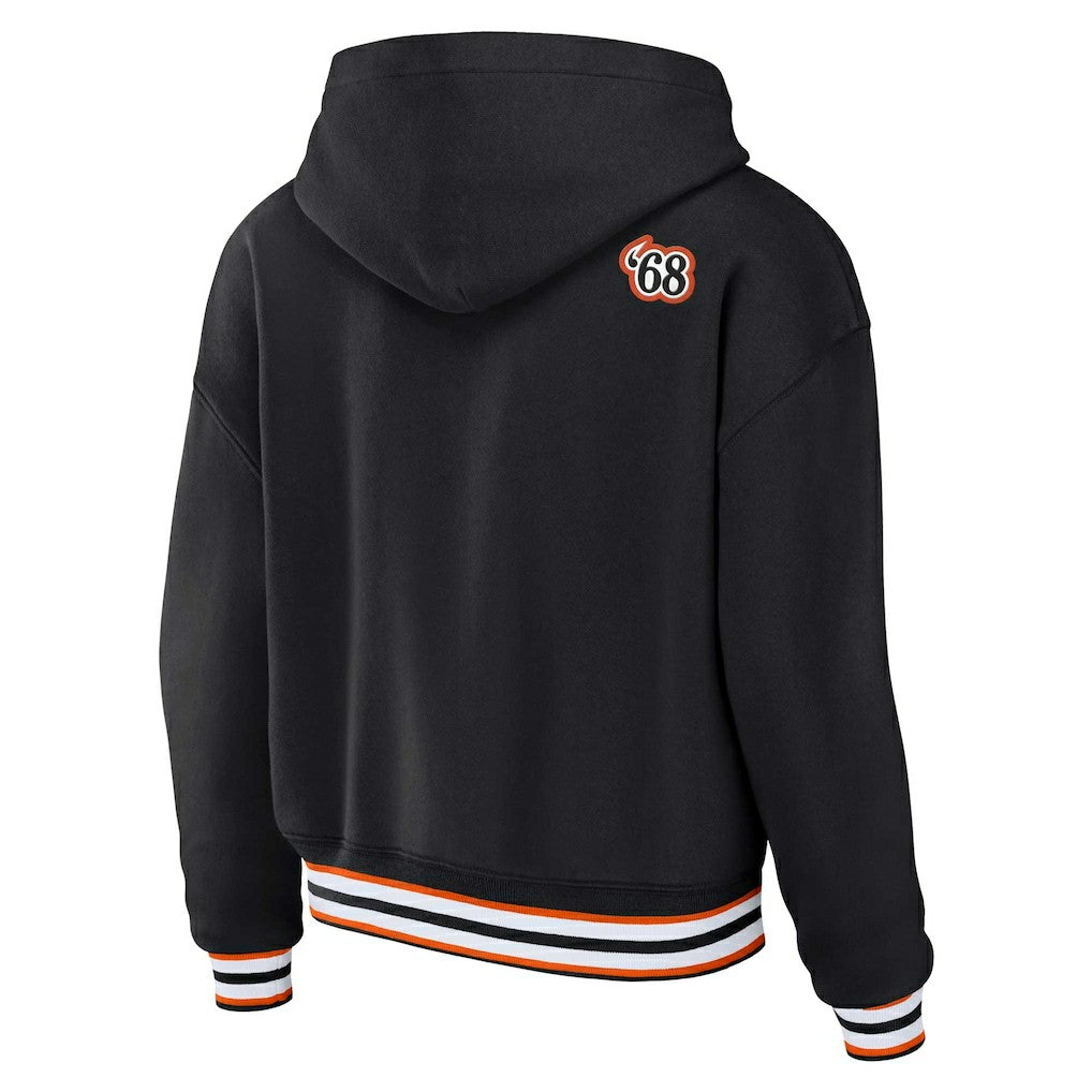 Cincinnati Bengals WEAR by Erin Andrews Women's Plus Size Lace-Up Pullover Hoodie Black
