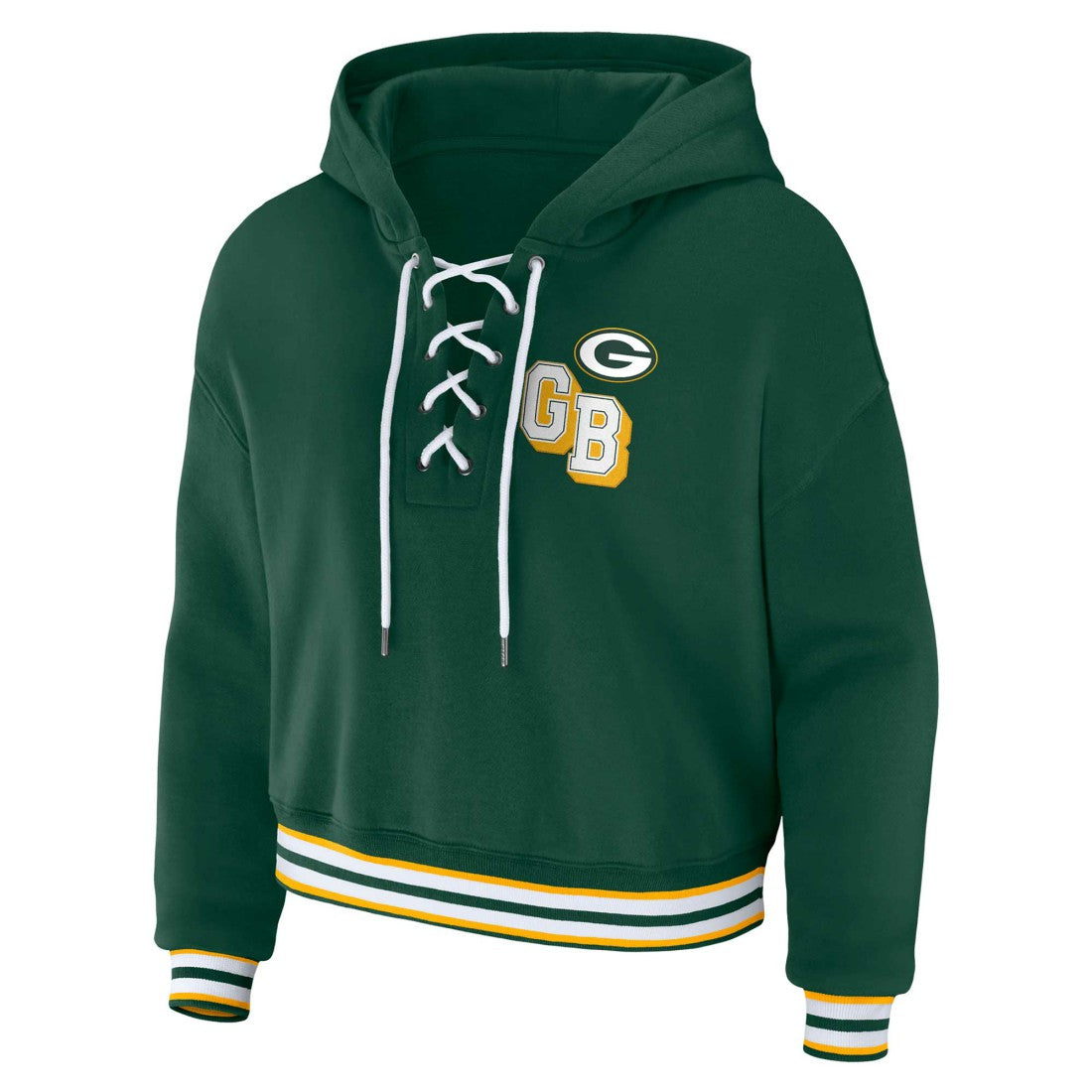 Green Bay Packers WEAR by Erin Andrews Women's Plus Size Lace-Up Pullover Hoodie Green
