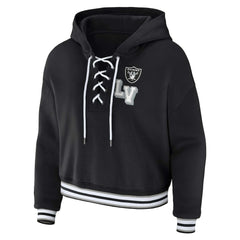 Las Vegas Raiders WEAR by Erin Andrews Women's Plus Size Lace-Up Pullover Hoodie Black