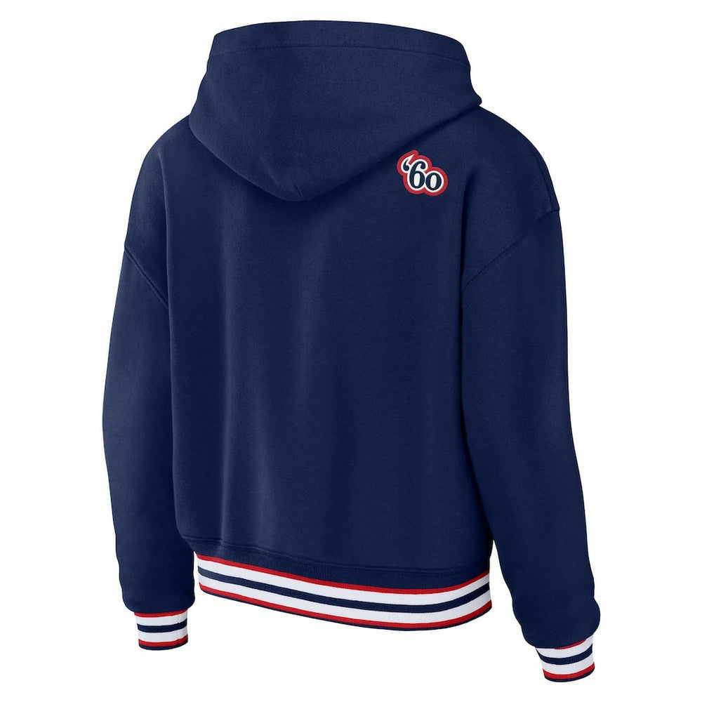 New England Patriots WEAR by Erin Andrews Women's Plus Size Lace-Up Pullover Hoodie Navy