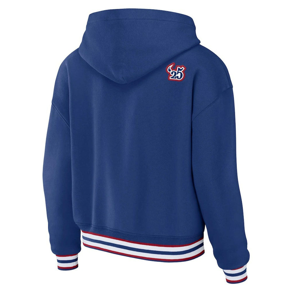 New York Giants WEAR by Erin Andrews Women's Plus Size Lace-Up Pullover Hoodie Royal