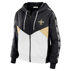 New Orleans Saints WEAR by Erin Andrews Women's Plus Size Color Block Full-Zip Hoodie Black/White