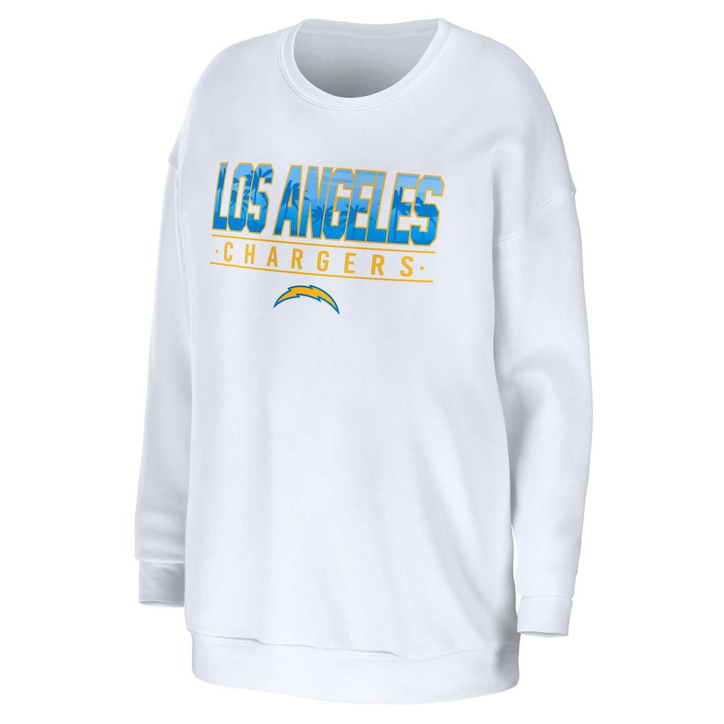 Los Angeles Chargers WEAR by Erin Andrews Women's Domestic Pullover Sweatshirt White