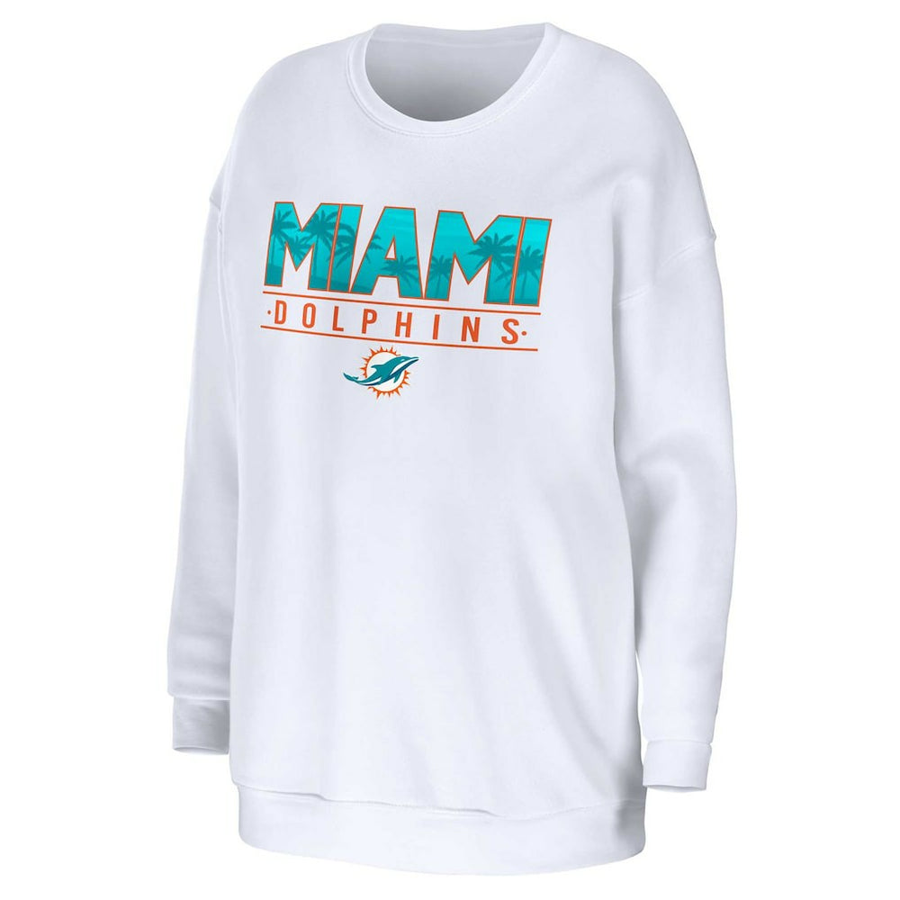 Miami Dolphins WEAR by Erin Andrews Women's Domestic Pullover Sweatshirt White