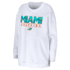 Miami Dolphins WEAR by Erin Andrews Women's Domestic Pullover Sweatshirt White