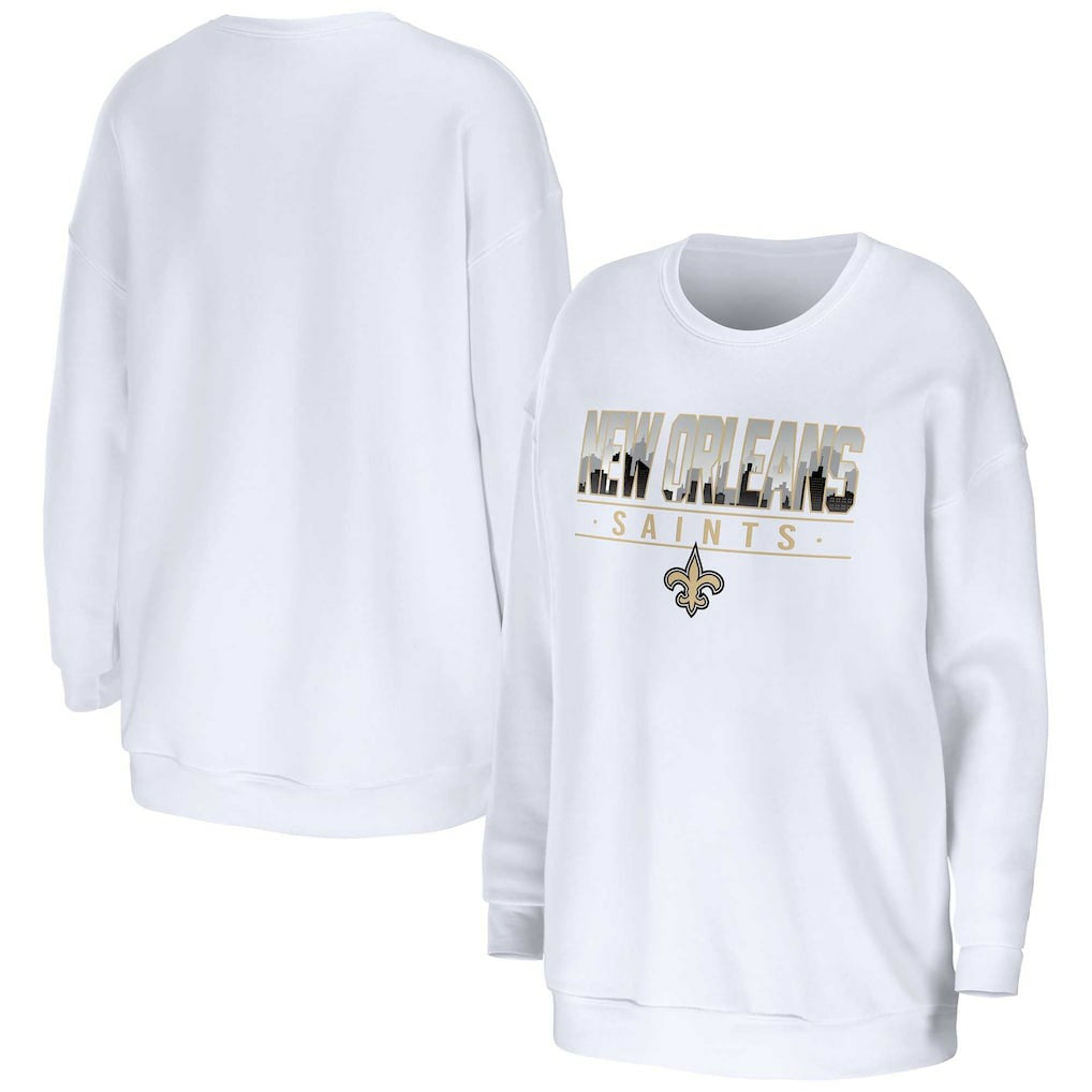 New Orleans Saints WEAR by Erin Andrews Women's Domestic Pullover Sweatshirt White