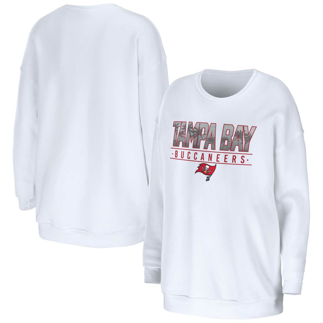 Tampa Bay Buccaneers WEAR by Erin Andrews Women's Domestic Pullover Sweatshirt White